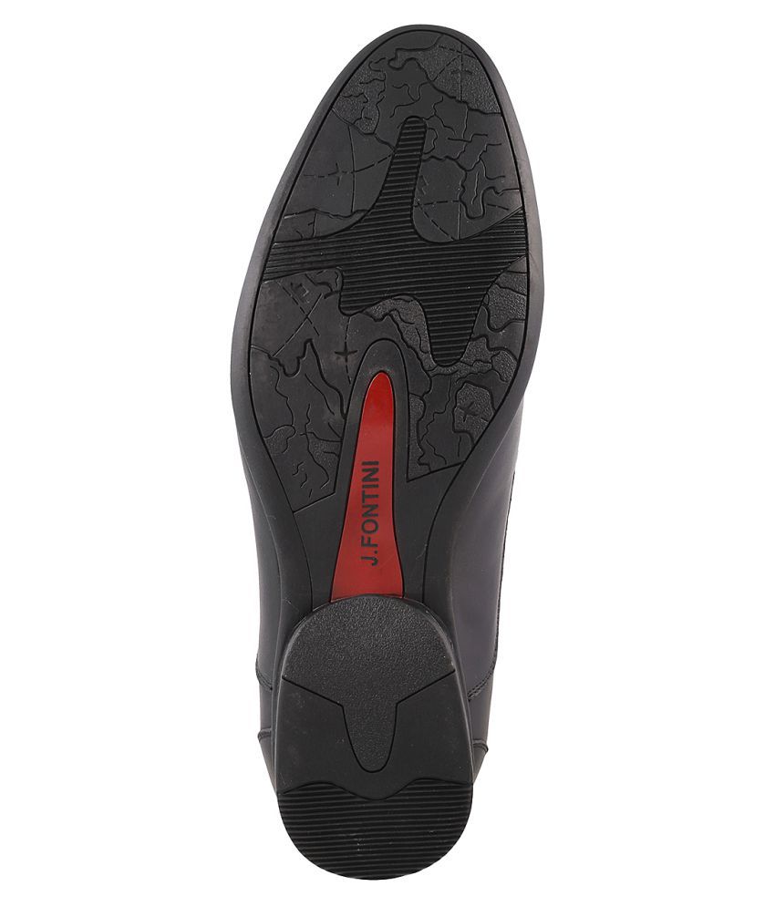 J FONTINI Mochi Men Black Leather Flat Shoes Lifestyle BLACK Casual ...
