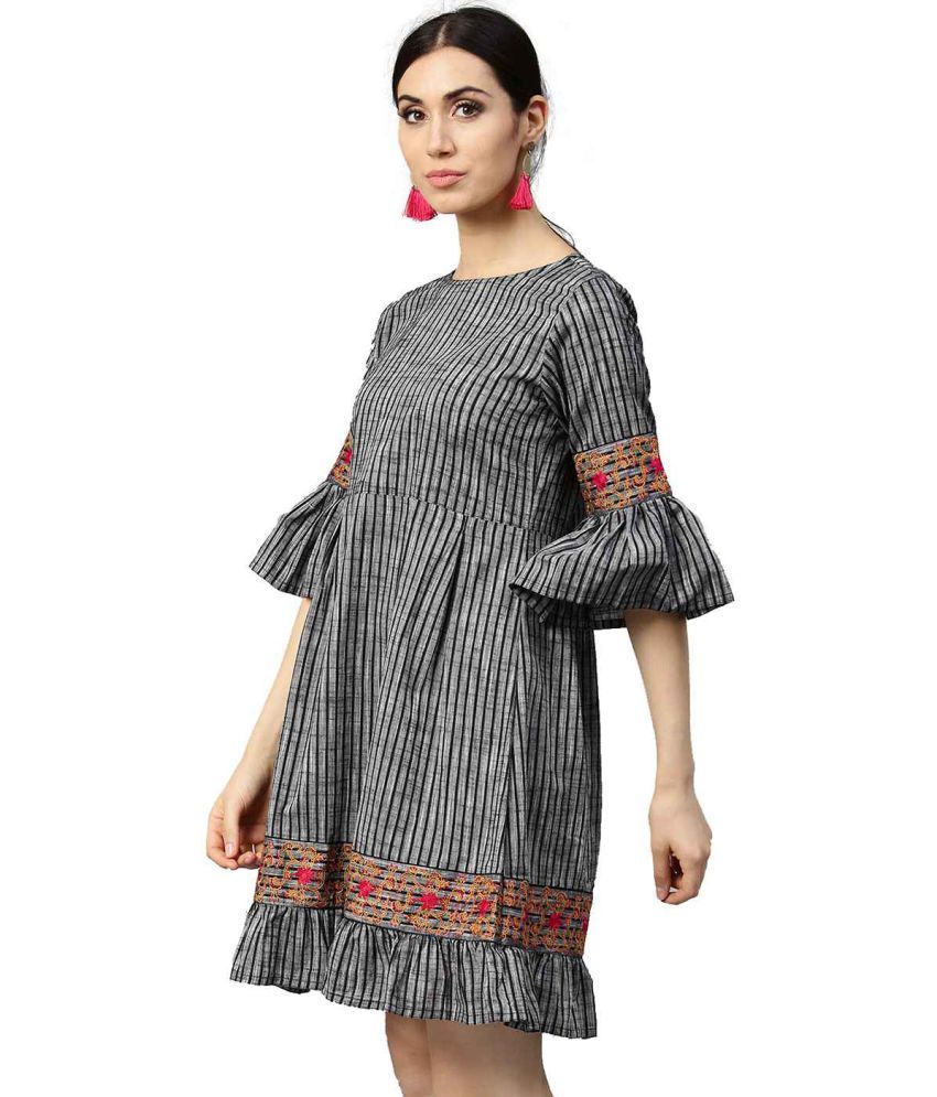 Jaipur Kurti Cotton Grey Dresses - Buy Jaipur Kurti Cotton Grey Dresses Online at Best Prices in 