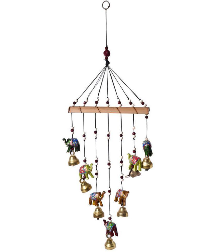 KraftMania Wood Wind Chime Elephant Wood Rod Indoor Windchime Pack of 1 ...