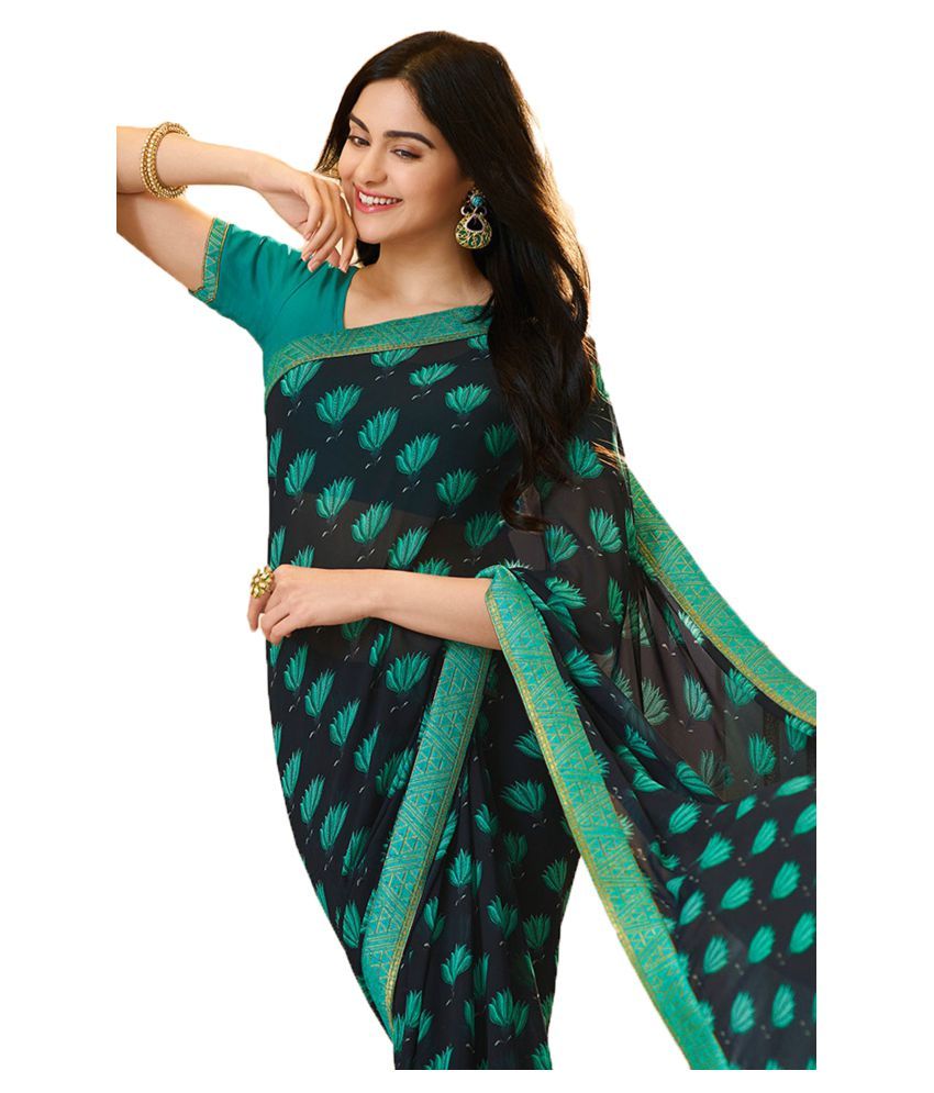 HashTag Fashion Green Saree Buy HashTag Fashion Green