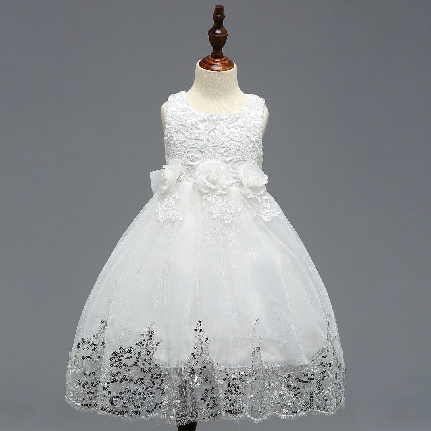 Maahi White Princess dress With Embroidery on Bottom For Girls - Buy ...