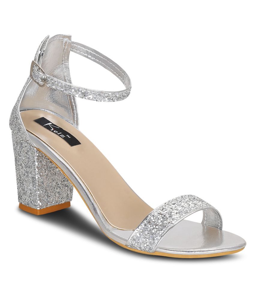 block heel silver shoes uk