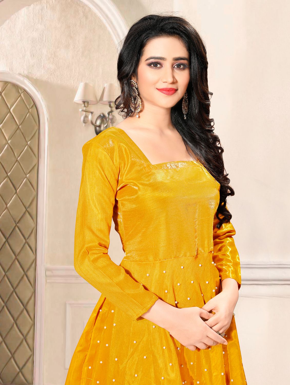 satin yellow suit