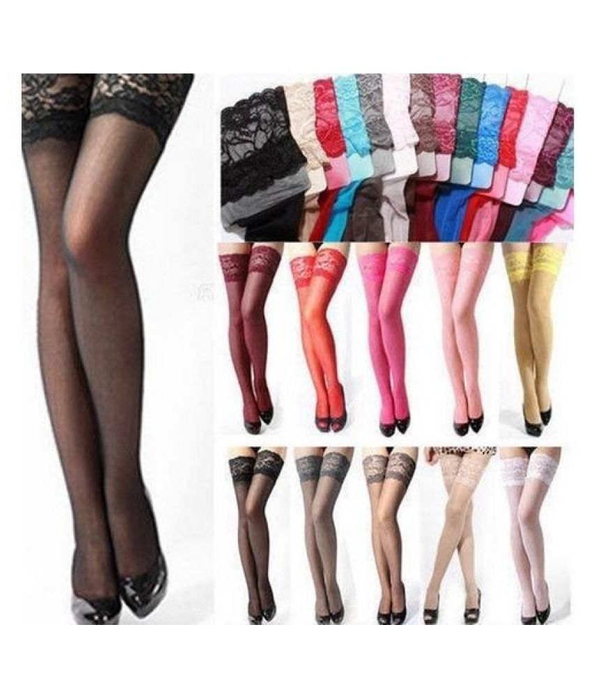 High Quality Women Sexy Tights Stockings Lace Top Sheer Thighs High