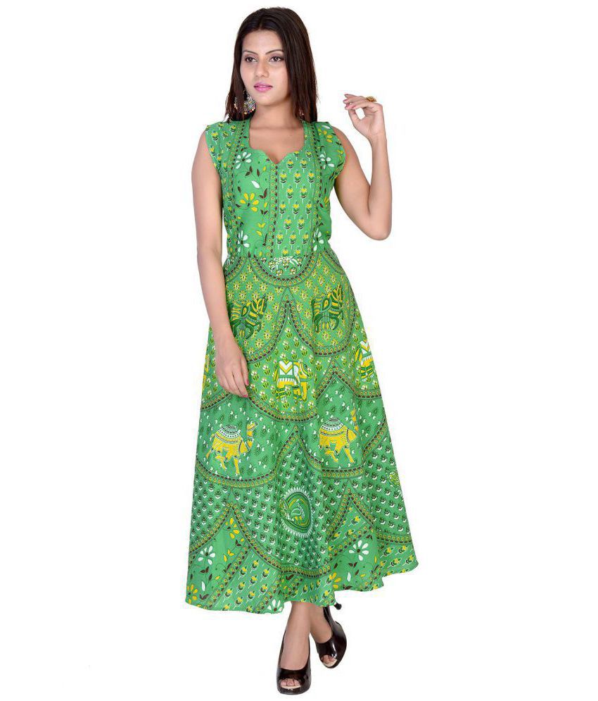 fabcolors Cotton Green Fit And Flare Dress - Buy fabcolors Cotton Green ...
