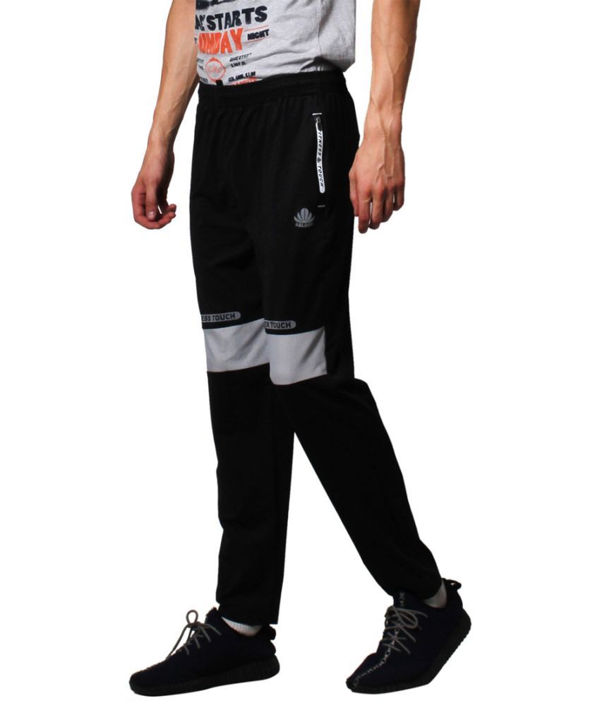 black polyester joggers