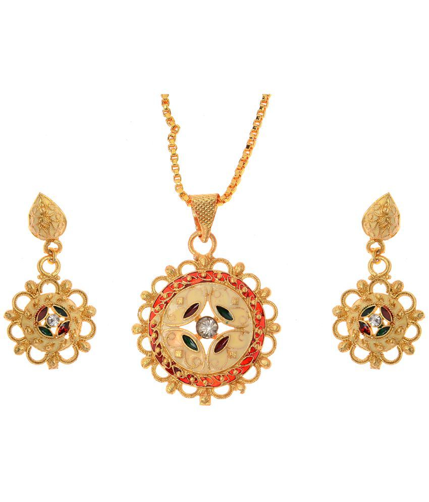 Vendee Fashion beautiful enamel work suraj shape pendant set: Buy ...