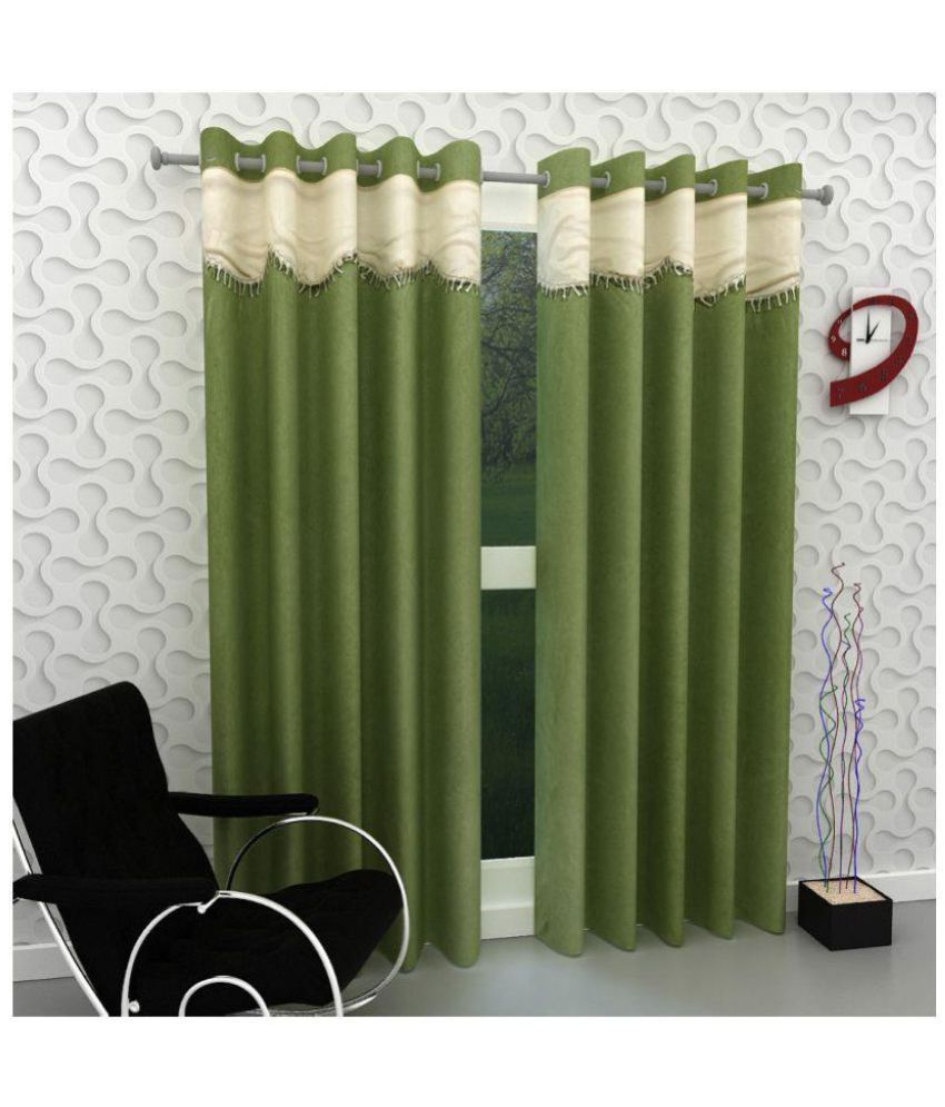     			Tanishka Fabs Solid Semi-Transparent Eyelet Curtain 5 ft ( Pack of 2 ) - Green
