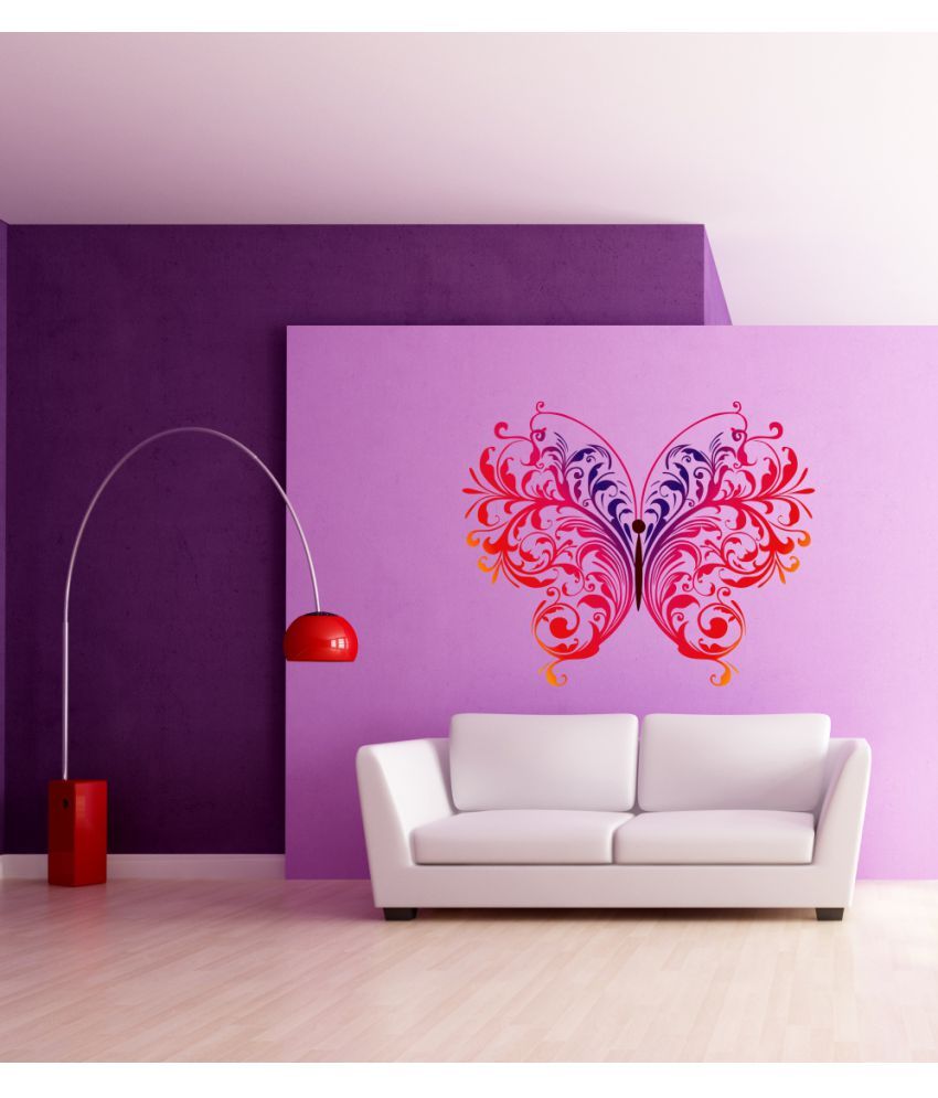     			Decor Villa Beautiful butterfly PVC Multicolour Wall Sticker - Pack of 1