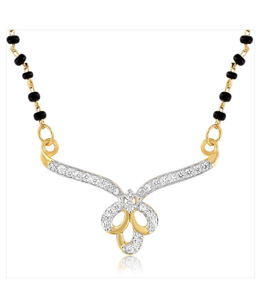 Oviya Gold Plated Amour Mangalsutra Pendant of Brass Alloy with CZ for