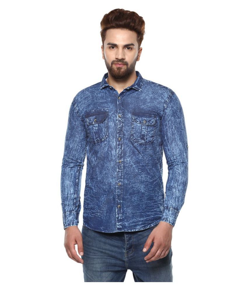     			Urbano Fashion Blue Casual Slim Fit Shirt