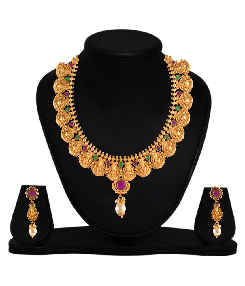 Kalyani Covering Matt Finish Goddes Gold Necklace Set for Women and