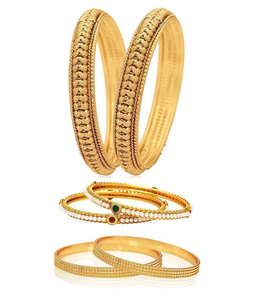     			Valentine Gifts : YouBella Gold Plated Bangles Combo Of 3 Bangles Jewellery For Girls/Women (2.4)