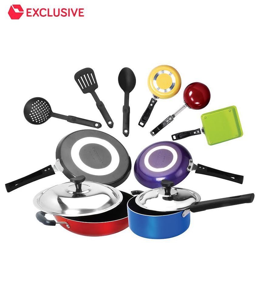     			Crystal 12-Piece Rainbow Cookware + Breakfast Set