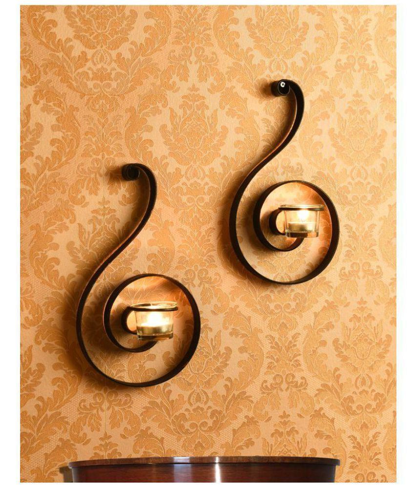     			Hosley Set of 2 Antique Bronze Deco Black Metal Wall Sconce - Pack of 2