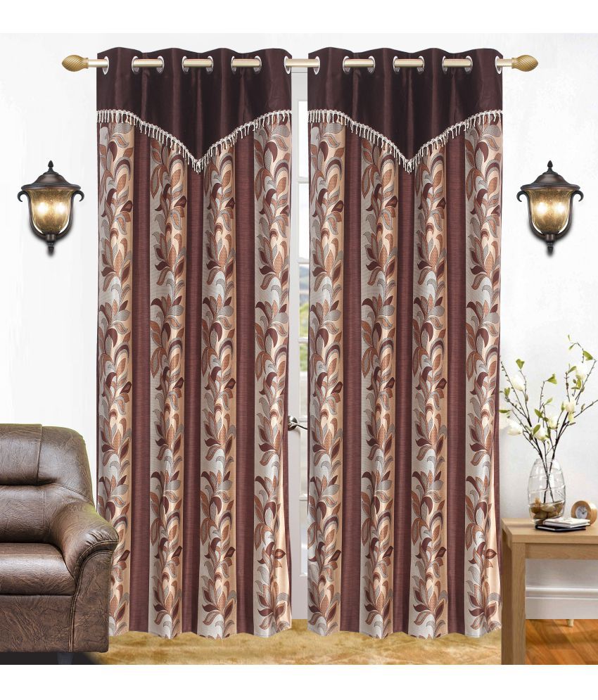     			Stella Creations Set of 2 Door Eyelet Curtains Abstract Brown