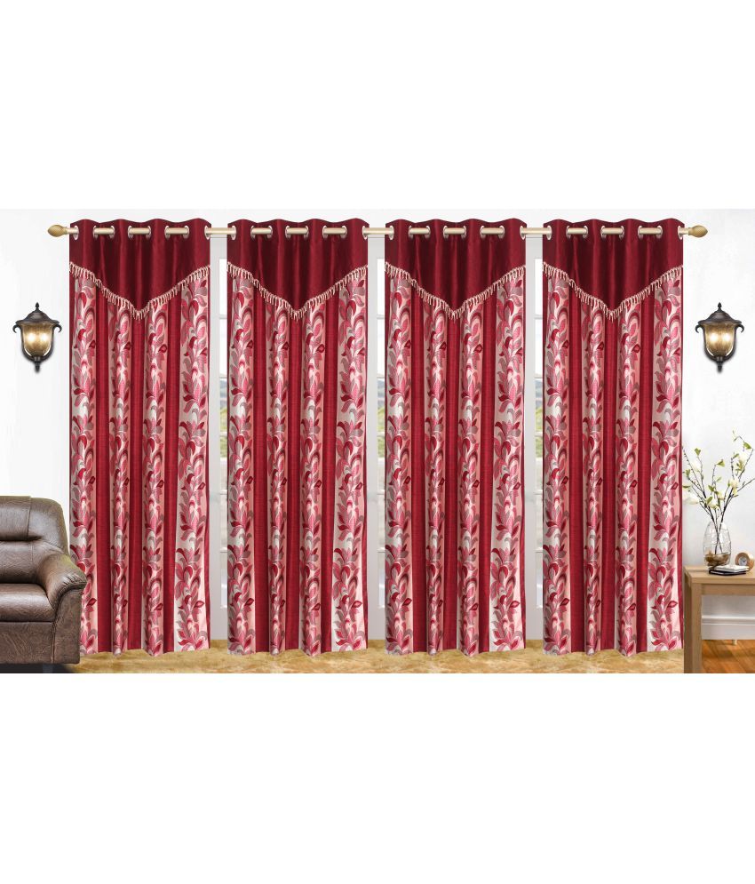     			Stella Creations Set of 4 Door Eyelet Curtains Abstract Maroon