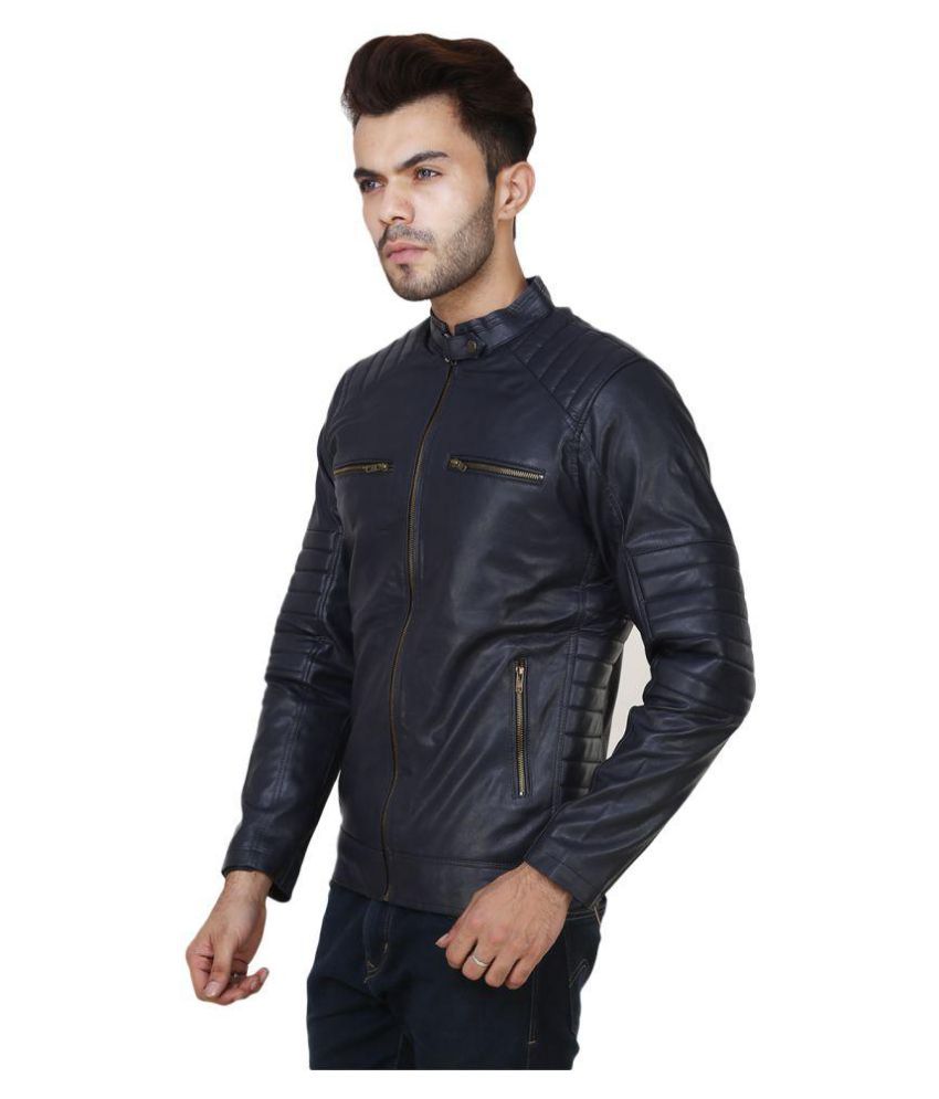 Amasree Navy Biker Jacket - Buy Amasree Navy Biker Jacket Online at ...