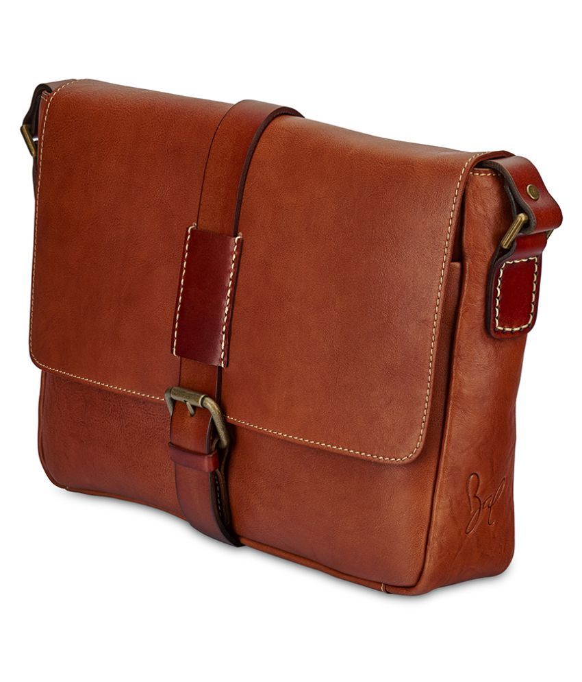 Rohit Bal Brown Leather Casual Messenger Bag - Buy Rohit Bal Brown ...