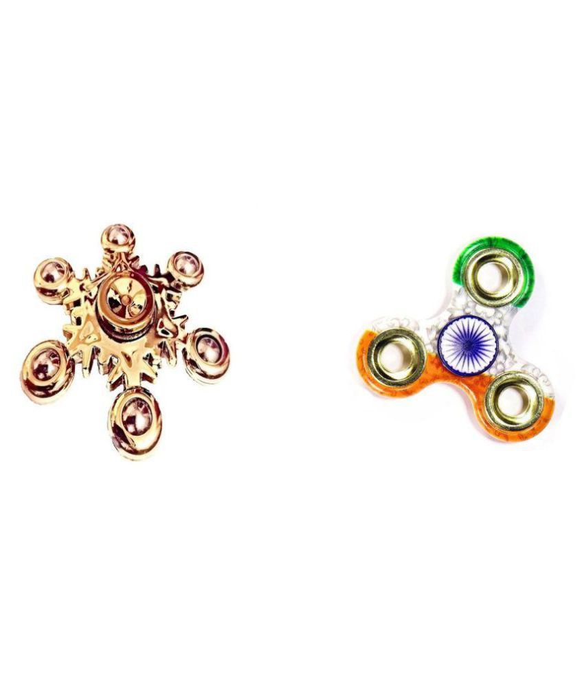Hand Spinner Metal Tri Fidget 6 Gear Link Desk Toy Kids Or Adult with Case NEW 