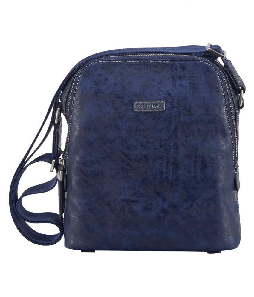 Rohit Bal Blue Leather Casual Messenger Bag Buy Rohit Bal Blue