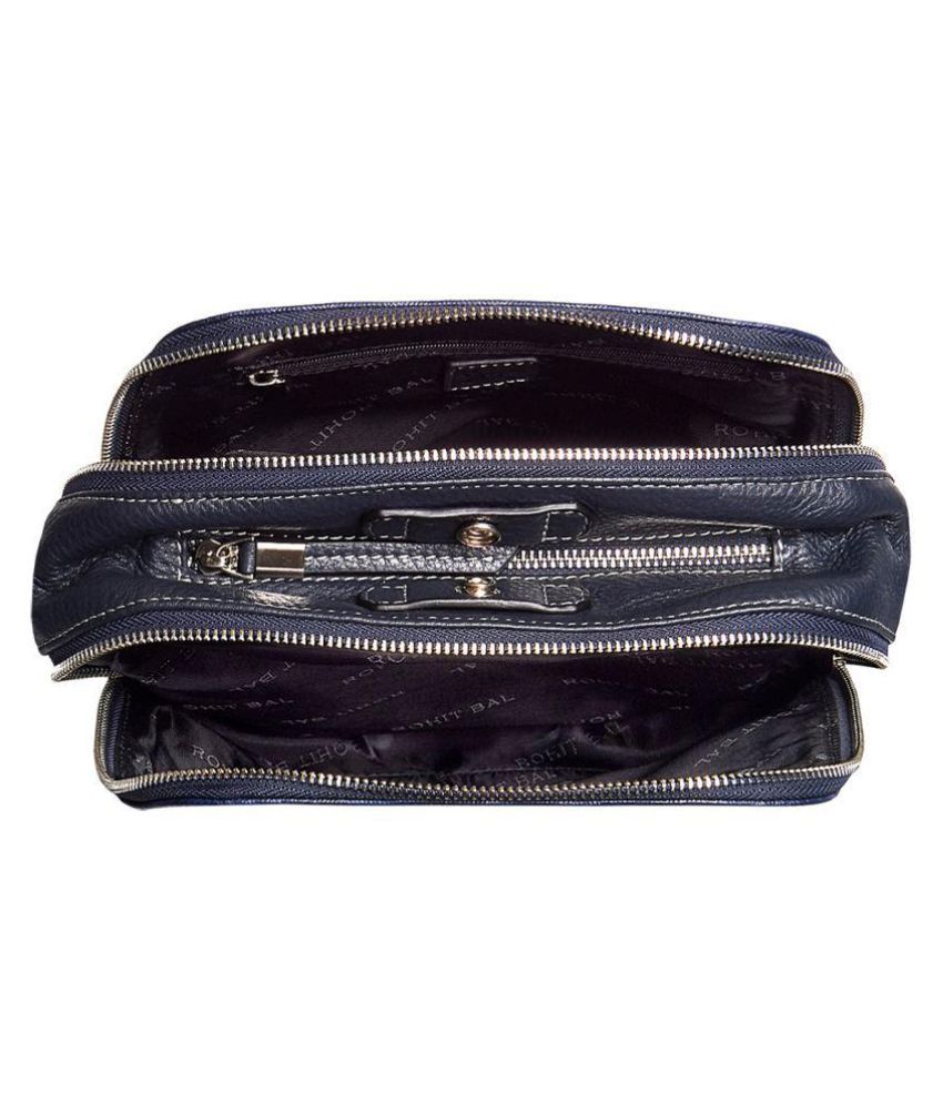 Rohit Bal Blue Leather Casual Messenger Bag Buy Rohit Bal Blue