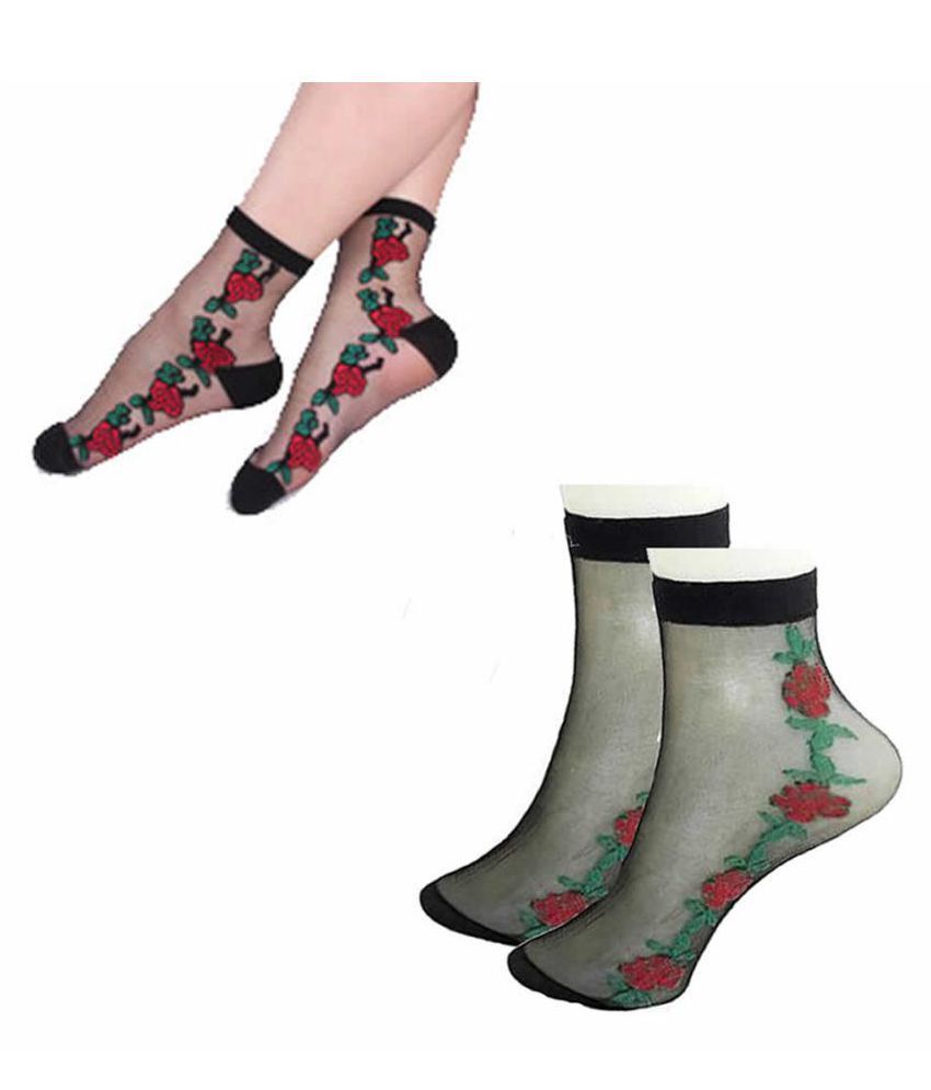 Hind Home Premium Quality Nylon Black Color Floral Print Ankle Length