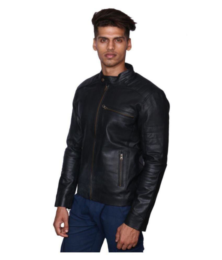 MOZRI Black Leather Jacket - Buy MOZRI Black Leather Jacket Online at ...