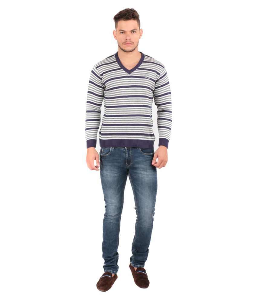 Oxemberg Grey V Neck Sweater - Buy 