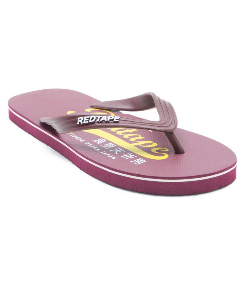 red tape flip flops white