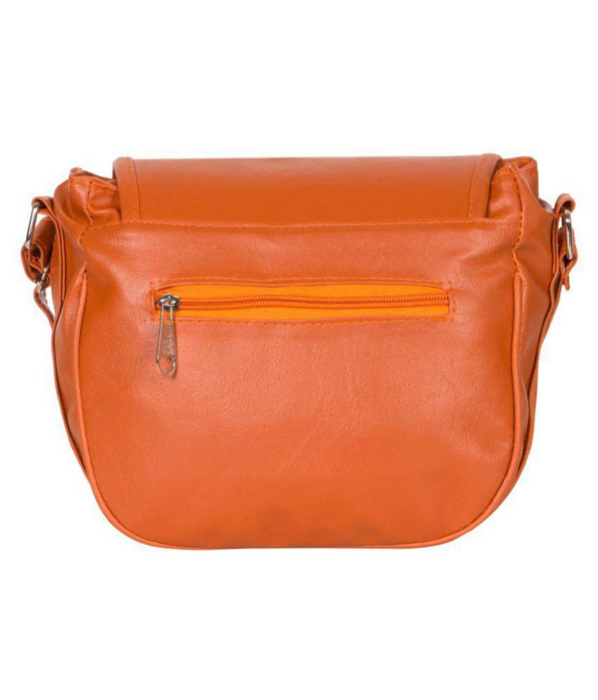 Sathavi Orange Faux Leather Sling Bag - Buy Sathavi Orange Faux Leather ...