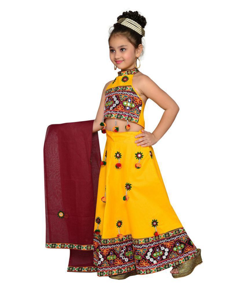 cotton yellow lehenga choli