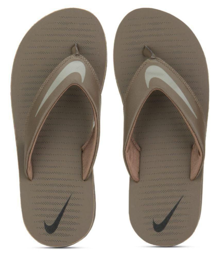 brown nike flip flops