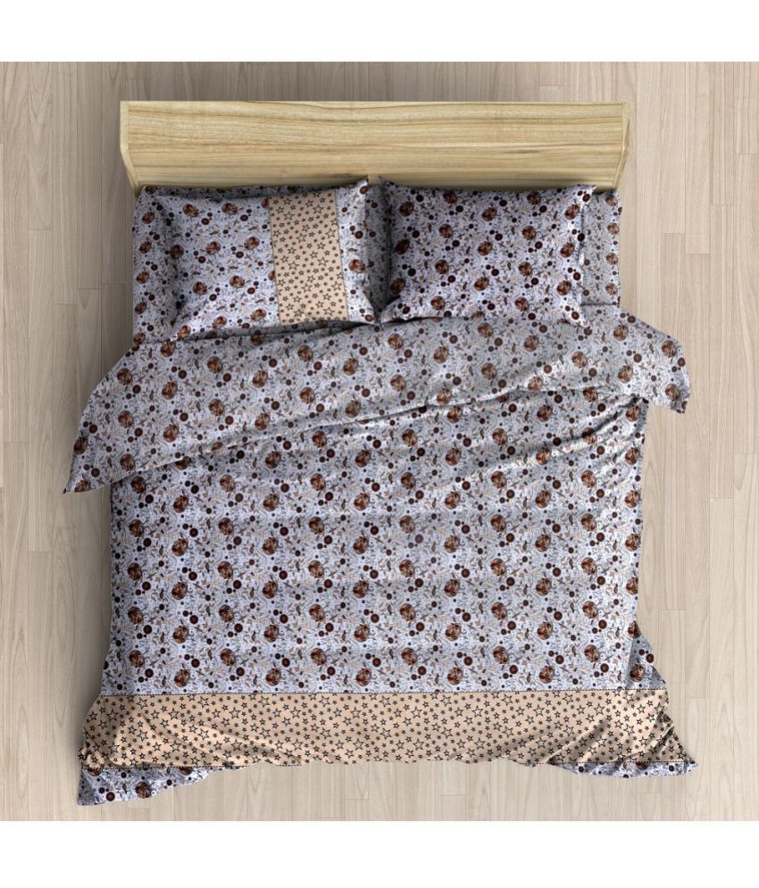 The Intellect Bazaar Double Cotton Brown Printed Fitted Sheet Buy The