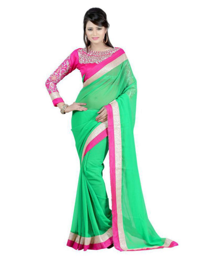 Laxmipati Fashion Green Chiffon Saree - Buy Laxmipati Fashion Green ...