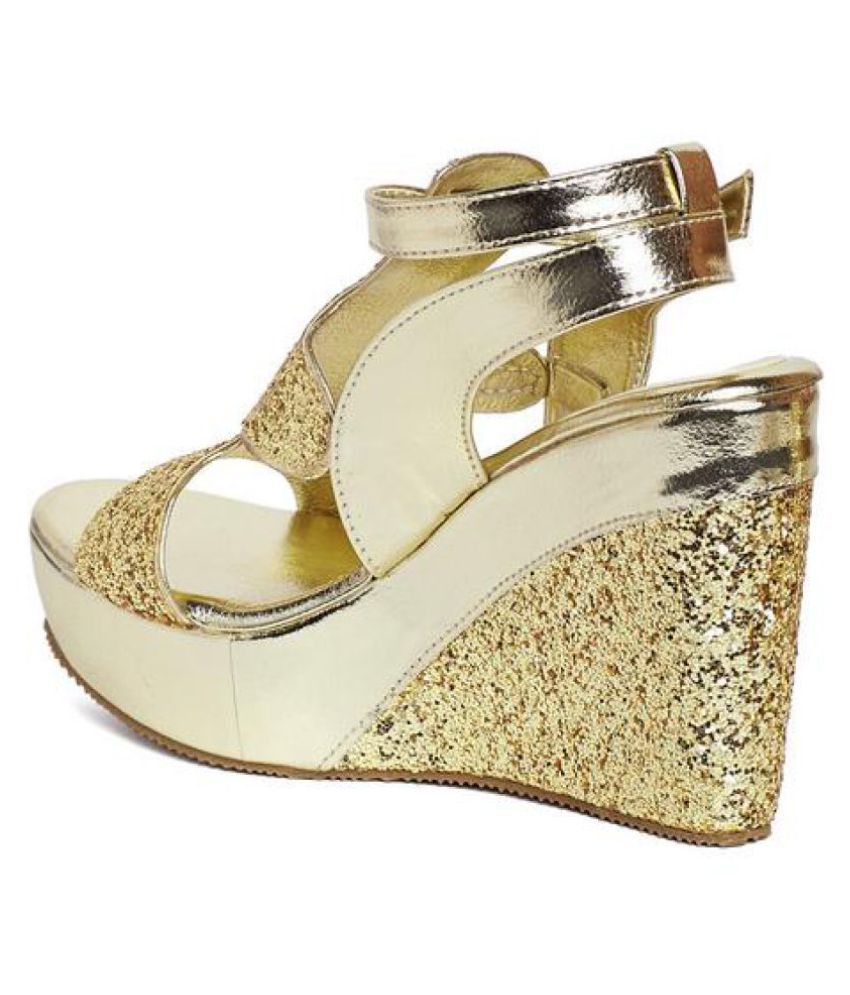 Marc Loire Gold Wedges Heels Price in India- Buy Marc Loire Gold Wedges ...