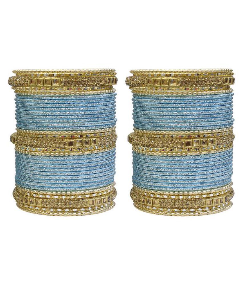 MUCH MORE Designer Sky blue Bangles Set with Crystal Stone Buy MUCH