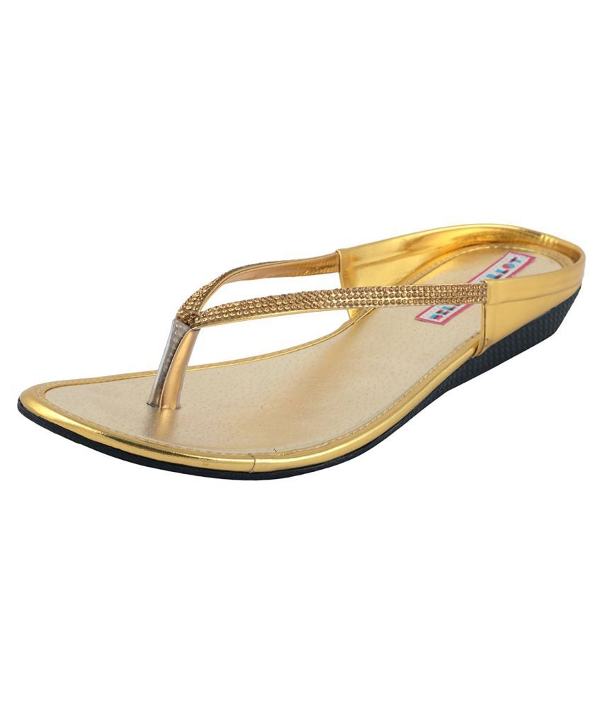 Belly Ballot Gold Floater Sandals Price in India- Buy Belly Ballot Gold ...