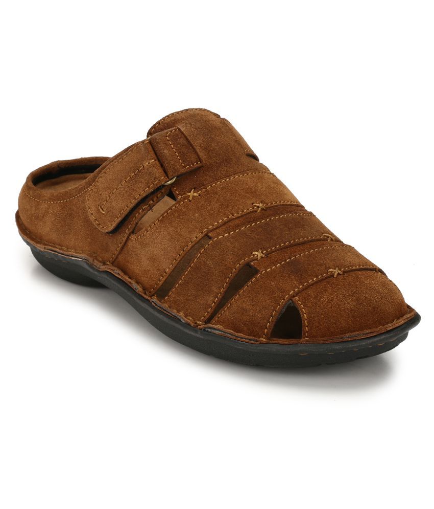 Magnolia Padded Footbed Genuine Leather Brown Sandals - Buy Magnolia