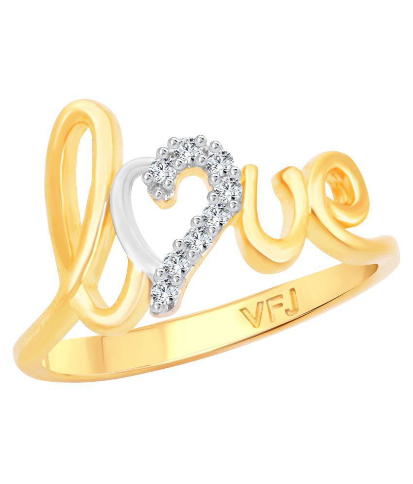     			Vighnaharta Love Begins CZ Gold and Rhodium Plated Alloy Ring for Women and Girls - [VFJ1269FRG9]