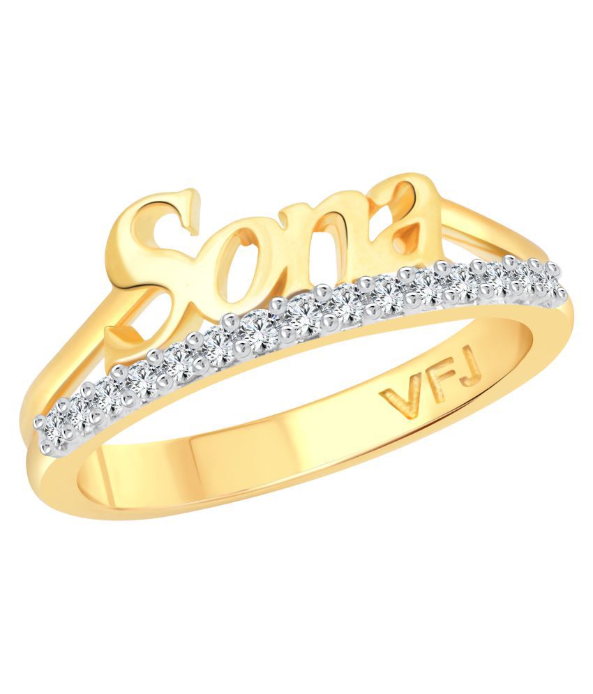     			Vighnaharta Romantic Word "SONA" CZ Gold and Rhodium Plated Alloy Ring for Women and Girls - [VFJ1261FRG8]