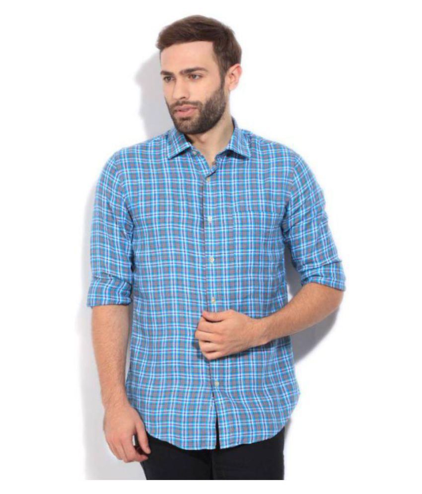 Peter England Blue Casual Regular Fit Shirt - Buy Peter England Blue ...