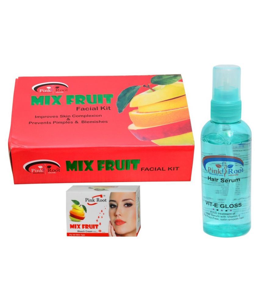 Pink Root Mix Fruit Facial Kit Mix Fruit Bleach Cream Hair Serum