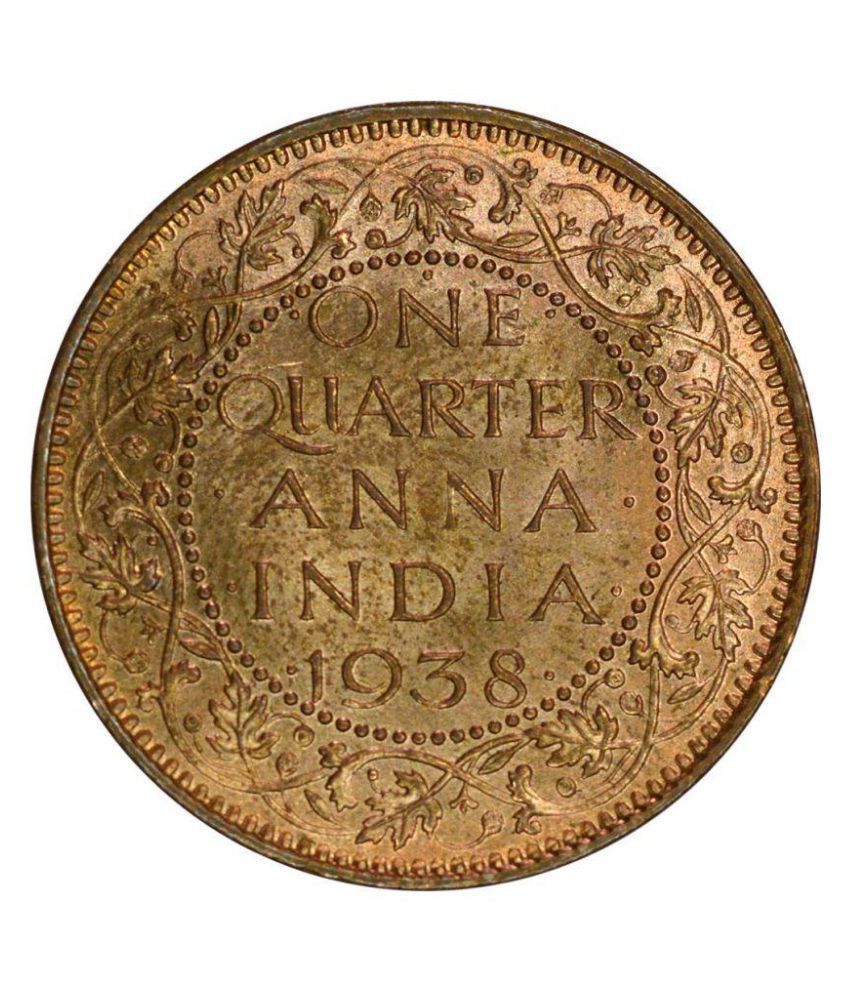     			One Quarter Anna Coin of King George VI of Bombay Mint of 1938