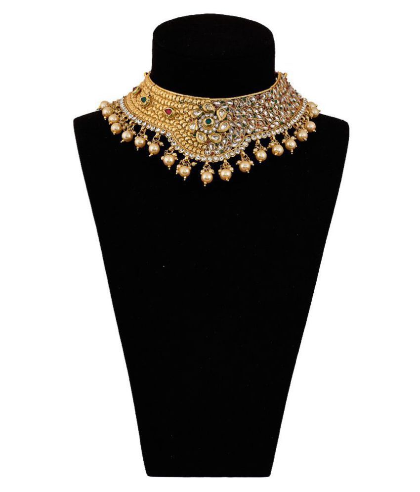 Mukh Fashion Jewellery Gold Plated Necklace Set with Austrian Diamond ...