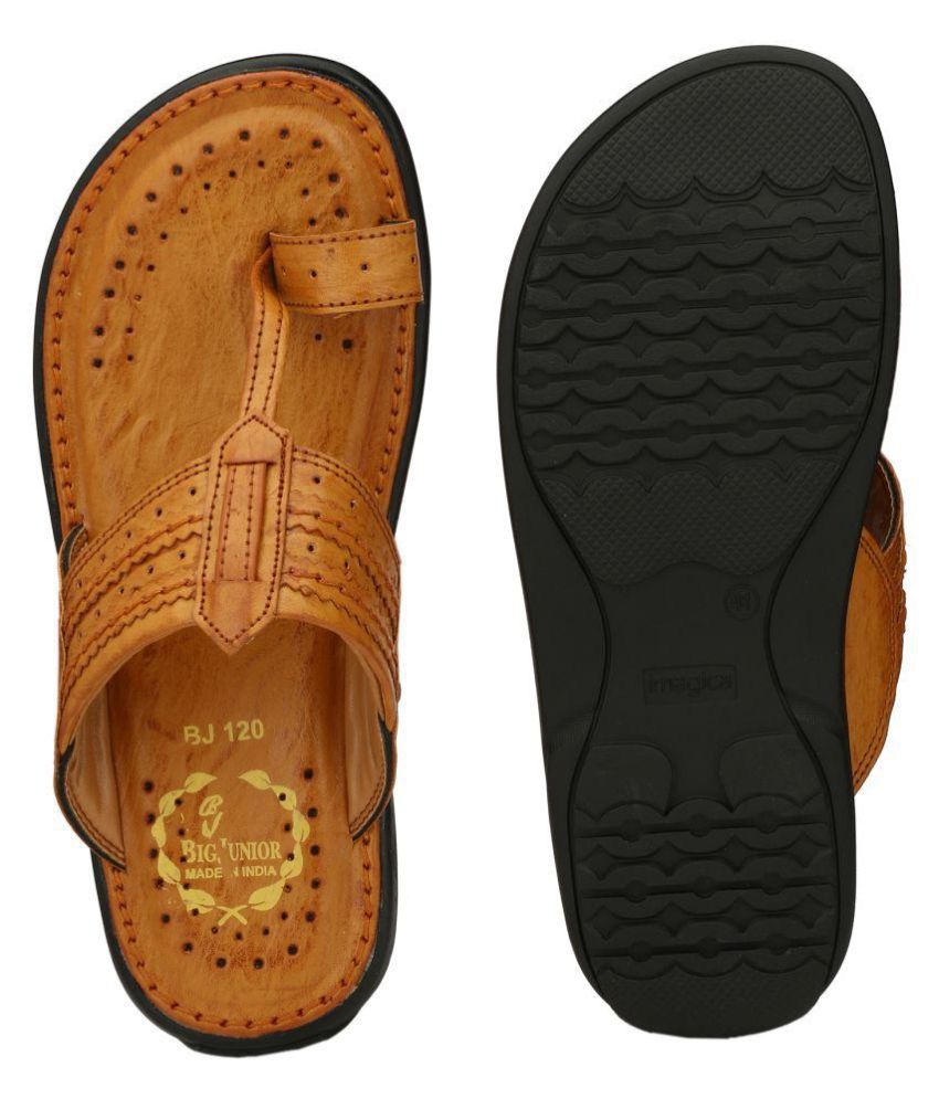 Big Junior Tan Leather Slippers Price in India- Buy Big Junior Tan ...