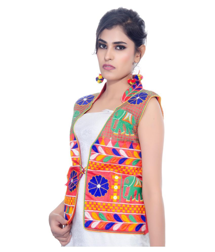 Buy Banjara India Cotton Blend Red Ethnic Jacket Online at Best Prices ...