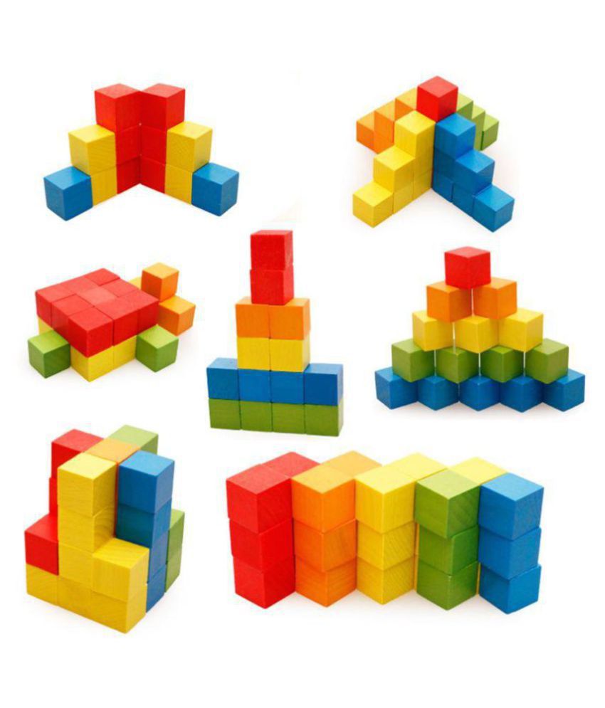 Colored Wooden Building Block Game 100 pcs WNTb084 