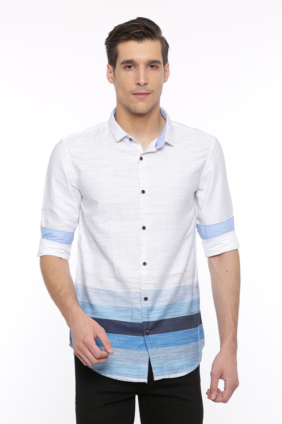 blue slim fit school shirts