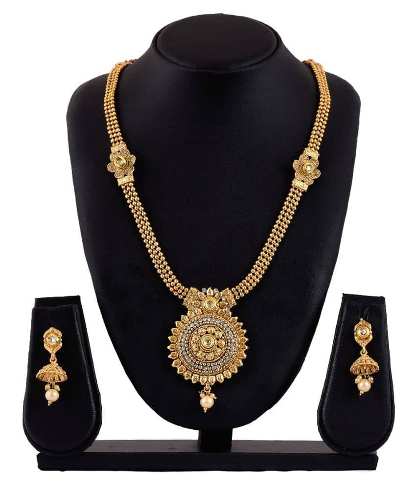 Mukh Fashion Jewellerys Gold Plated Necklace set with ...